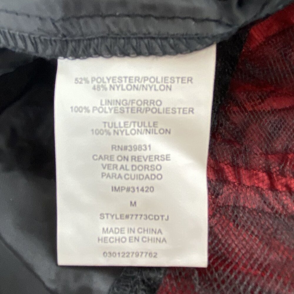 Red Satin Feminine Festive Preppy Fairy Tulle Lined Floral Applique Mini Skirt M - Picture 5 of 14